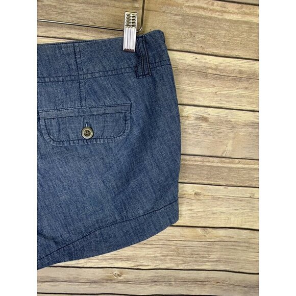 Old Navy Womens 8 Chambray Shorts Flat Front Blue - Picture 6 of 10